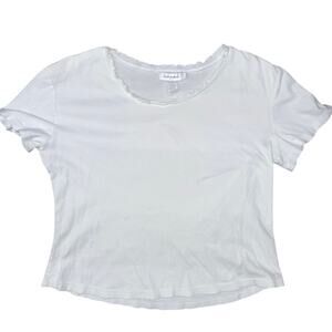 Fresh Produce Womens Scoop Neck T-Shirt Large White Short Sleeve Cotton made USA